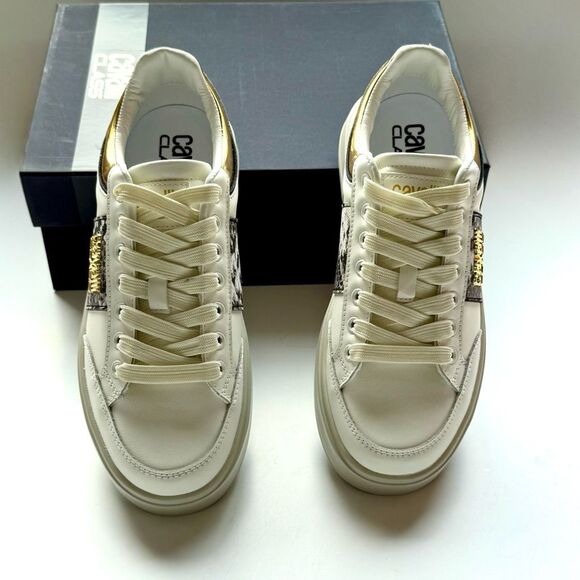 NWT Roberto Cavalli “Cavalli Class” logo hardware white low top sneaker  Size 40 - Picture 5 of 15